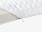 zipper close up of  Brooklyn Bedding 4-lb Memory Foam Topper