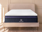 4 lb Memory Foam Mattress Topper placed on a mattress in a bedroom setting.”