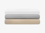 Brooklyn Bedding Deep Pocket Rayon From Bamboo Sheets with three colors folded, silver white and khaki