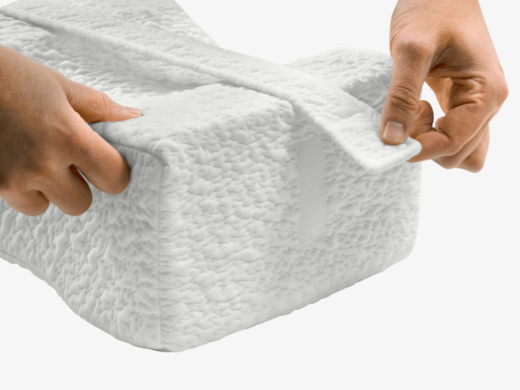 Brooklyn Bedding Knee Pillow  showing velcro latch