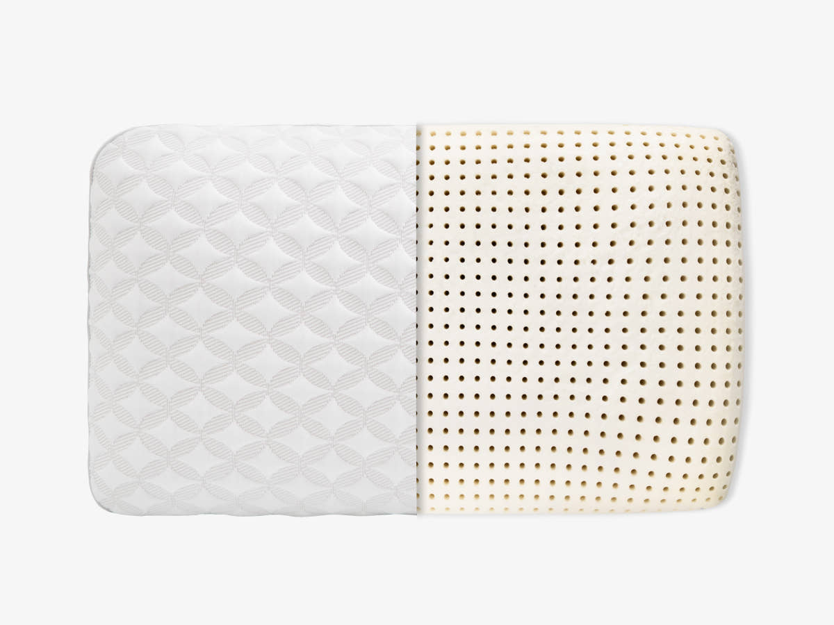 Brooklyn Bedding Talalay Latex Pillow
 with cut out showing latex