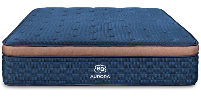 Aurora mattress with award badges and press recognition