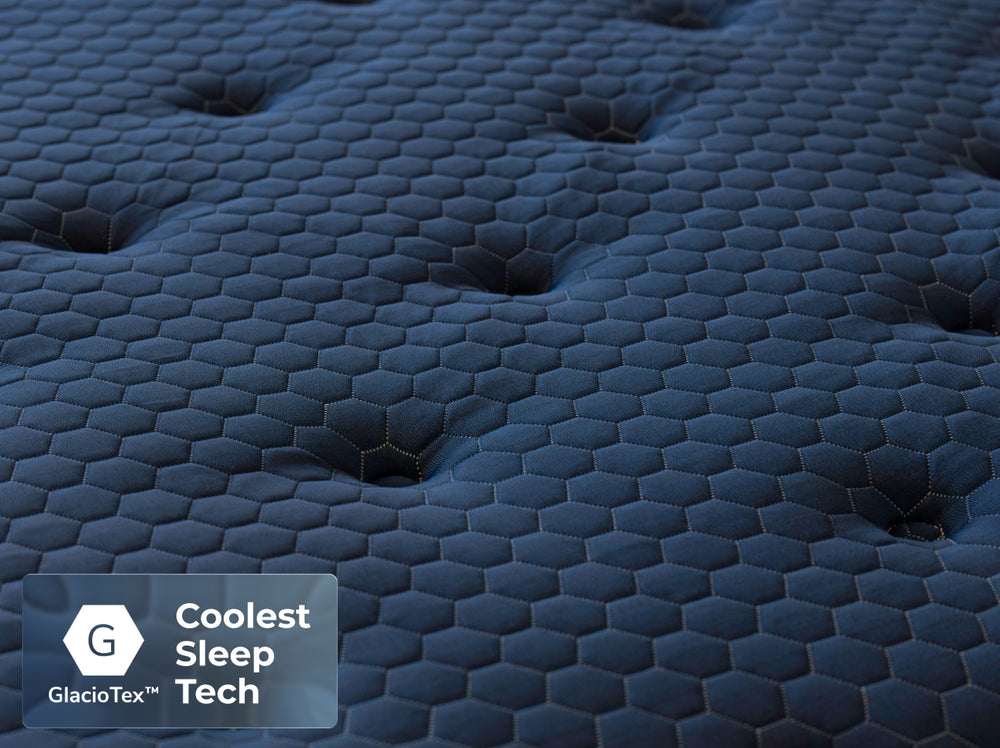 Aurora mattress GlacioTex hexagonal cooling technology closeup