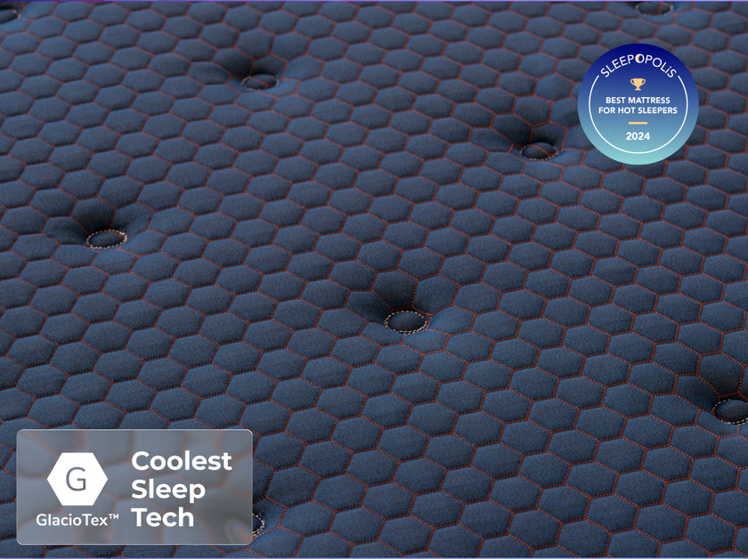 Aurora mattress with hexagonal GlacioTex cooling pattern