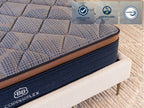  Brooklyn Bedding CopperFlex Mattress close up corner shot with "fiberglass free, greenguard gold and cirtipur-us" 