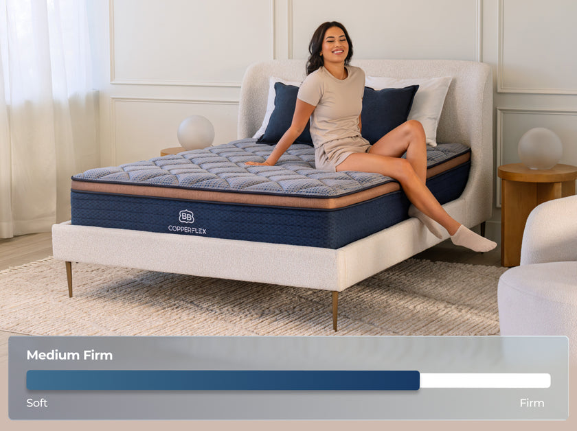 Woman on CopperFlex showing comfort and firmness