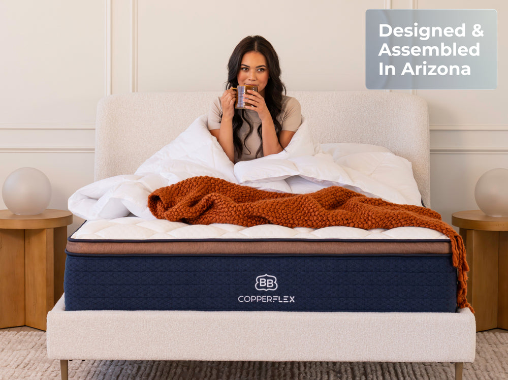 Woman on CopperFlex Pro mattress lifestyle scene