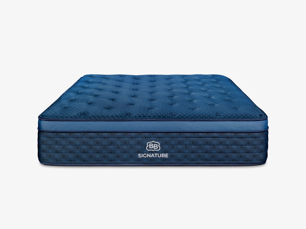 Front view of the Brooklyn Bedding Signature Hybrid mattress on a light gray background.