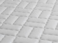 Extreme close-up of the Brooklyn Bedding Titan Plus Core mattress quilted cover fabric, showing a white diamond-pattern stitched surface texture.
