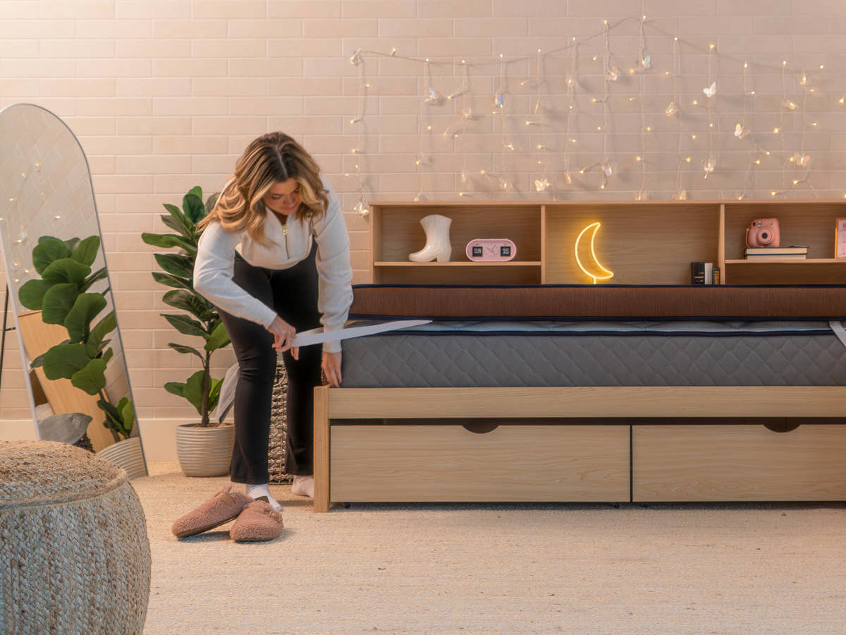 set up scene of Brooklyn Bedding CopperFlex® 401 Mattress Topper on mattress