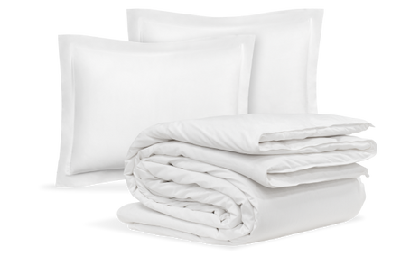lifestyle room scene of Brooklyn Bedding Cotton Blend Duvet Cover Set
with badge 