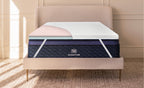  Brooklyn Bedding Microcoil Mattress Topper on mattress in bedroom scene